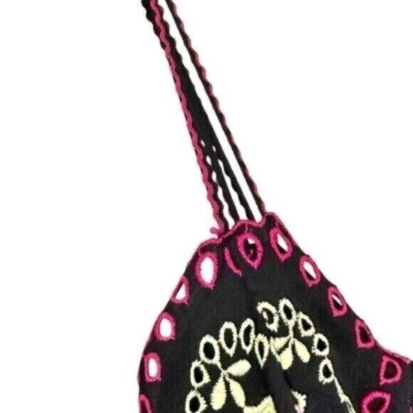 Charo Ruiz Mutti Black Floral Embroidered Eyelet Ibiza Midi Dress Size XS - Picture 9 of 14